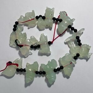 12 Chinese ZODIAC SERPENTINE ANIMALS / Feng Shui Hanging / HAND CARVED Beads